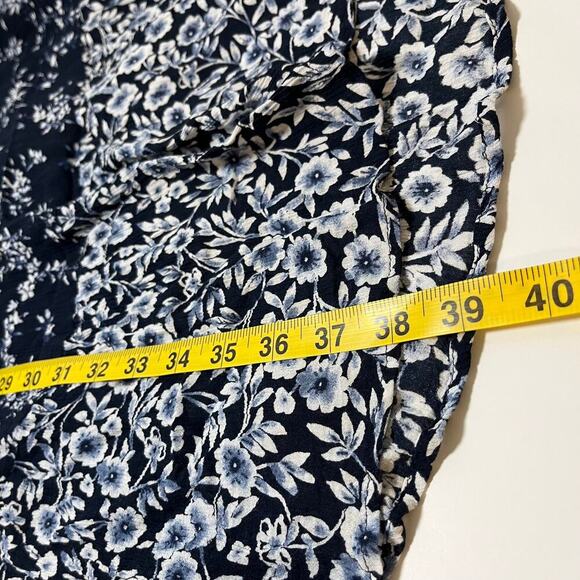 J Jill Floral Midi Dress Blue White Size XL Peasant Cottage Boho Feminine Casual - Picture 6 of 10